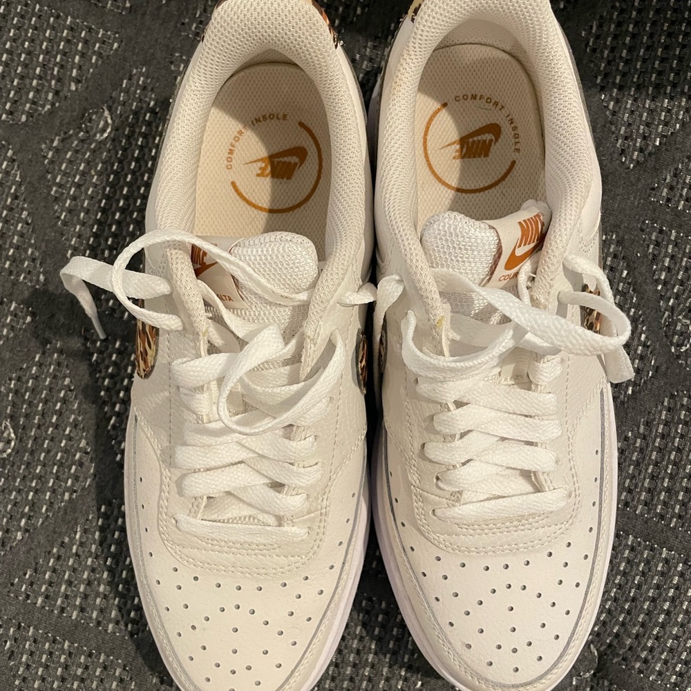 Nike Women's White Platform Sneakers with Leopard Swoosh - Picture 2 of 5